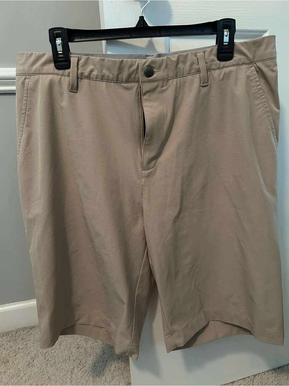 adidas Men's Khaki Flat-Front Performance Shorts
